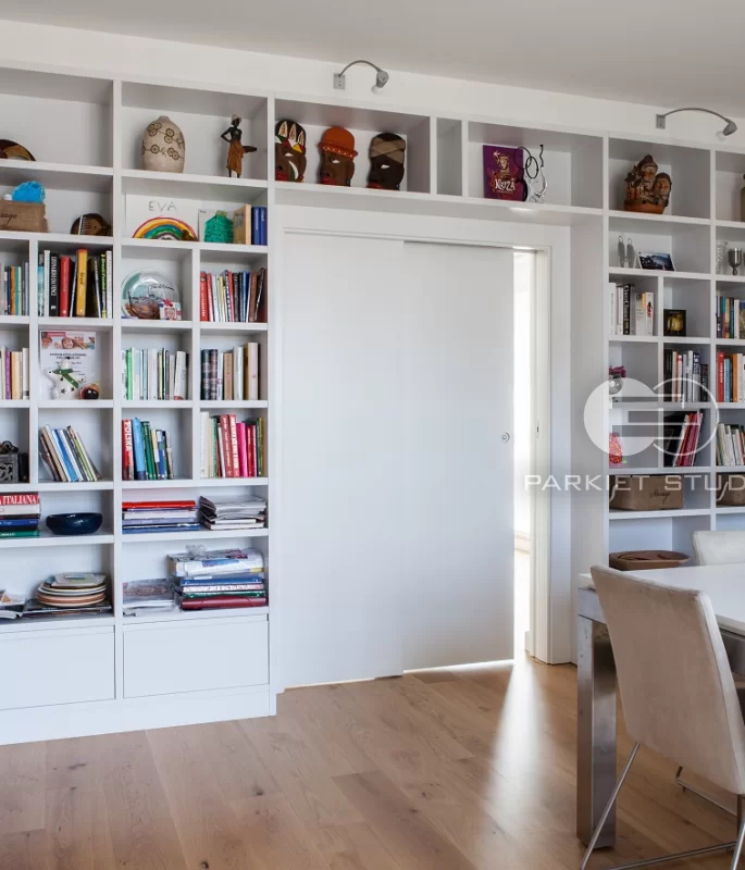 SLIDING GLASS DOOR T1 IN ECLISSE TELESCOPIC CASSETTE - STANDARD FRAME 80MM - WHITE COLOR RAL 9003