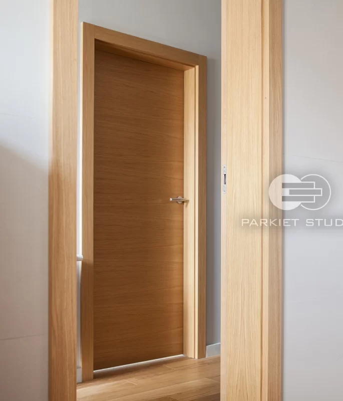 GLASS DOOR T2 HORIZONTAL PATTERN - STANDARD 90 ST DOOR JAMB - 80MM STRAPS - NATURAL OAK VENEER - CONCEALED HINGES