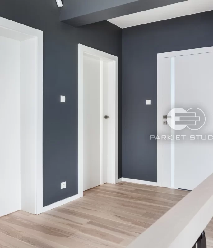 VERTICAL V4 DOOR - MILKY SAFETY GLASS - STANDARD 80MM DOOR FRAME - WHITE RAL 9003 COLOR - CONCEALED HINGES